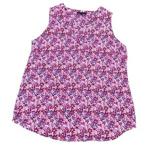 Adrianna Papell Split Neck Crepe Blouse size medium EUC